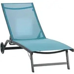 Outsunny Sonnenliege Mit Rolle, Gartenliege Alu Liegestuhl Mit 5-fach Verstellbare