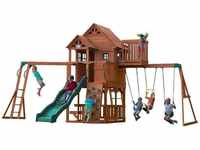 Spielturm Skyfort ii aus Holz xxl Spielhaus für Kinder mit Rutsche, Schaukel,