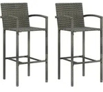 Barhocker 2 Stk. Grau Poly Rattan - Vidaxl