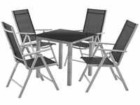 Aluminium Gartengarnitur Milano - Gartenmöbel Set mit Tisch und 4 Stühlen –