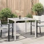 Gartentisch 90x90x75 Cm Geh&auml;rtetes Glas Poly Rattan Wei&szlig; Vidaxl