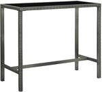 Vidaxl Garden Bar Table Grey 130x60x110 Cm Poly Rattan And Glass