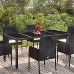 Gartentisch Mit Glasplatte Schwarz 190x90x75 Cm Poly Rattan - Vidaxl