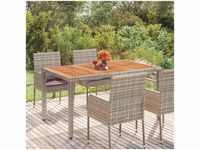 Gartentisch,Terrassentisch mit Holzplatte Grau 150x90x75 cm Poly Rattan vidaXL