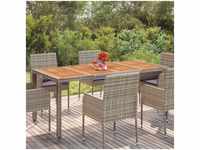 Gartentisch,Terrassentisch mit Holzplatte Grau 190x90x75 cm Poly Rattan vidaXL