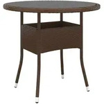 Gartentisch &Oslash;80x75 Cm Hartglas Und Poly Rattan Braun - Vidaxl