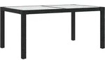 Gartentisch 150x90x75 Cm Geh&auml;rtetes Glas Poly Rattan Schwarz Vidaxl