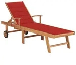 Vidaxl - Sonnenliege Mit Auflage Rot Massivholz Teak