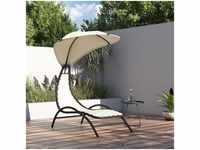Sonnenliege,Liegestuhl mit Dach Creme 167x80x195 cm Stoff und Stahl vidaXL