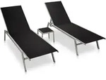 Vidaxl - Sonnenliegen 2 Stk. Mit Tisch Stahl Und Textilene Schwarz