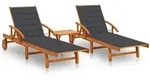 Vidaxl - Sonnenliegen 2 Stk. Mit Tisch Und Auflagen Massivholz Akazie