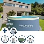Stahlwandpool Set (6-teilig) Hoch Rund 350 X 120 Cm, Stahl 0,4 Mm Anthrazit...