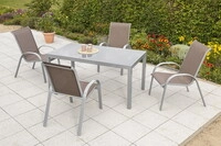 Amalfi Set 5tlg 4 Sessel Taupe Tisch 150x90cm
