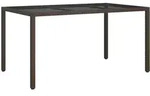 Gartentisch 150x90x75 Cm Geh&auml;rtetes Glas Poly Rattan Braun - Vidaxl