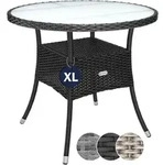 Gartentisch Polyrattan Wetterfest Rund Glas Tischplatte 80kg Belastbar Outdoor
