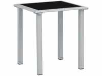 Gartentisch,Terrassentisch Schwarz und Silbern 41x41x45 cm Stahl und Glas vidaXL