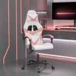Vidaxl Swivel Gaming Chair White And Pink Faux Leather