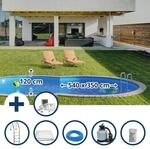 Stahlwandpool Set (6-teilig) Tief Achtform 540 X 350 X 120 Cm, Stahl 0,4 Mm Wei&szlig;