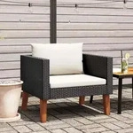 Vidaxl Einzelnes Garten-couch Mit Kissen Geflecht Schwarz