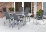 Amalfi Set 7tlg 6 Sessel Semi Tisch 180(250)x100cm