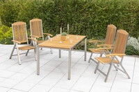Keros Set 5tlg 4 Sessel Tisch 150x90cm Edelst/akazie