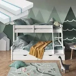 Vitalispa - Etagenbett Everest, Wei&szlig;, 120x200 / 80x200 Cm Mit 2 Matratzen Und 2