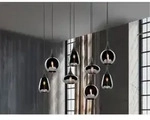 Pendelleuchte Lumina 8 Flammig Glas Chrom Verspiegelt & Rauchglas Optik, B:121cm