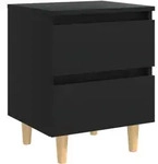 Nachttisch Mit Kiefernholz-beinen Schwarz 40x35x50 Cm Vidaxl