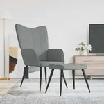 Relaxsessel Mit Hocker Hellgrau Stoff Vidaxl