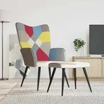 Vidaxl Relaxing Chair With A Stool Patchwork Fabric