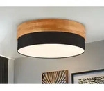 Trio Leuchten - Deckenleuchte Seasons Holzlampe Mit Stoffschirm Schwarz, &Oslash; 50cm