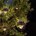 4er Set Led Solar Pendel Laternen Gitter Design Au&szlig;en Beleuchtung Garten H&auml;nge