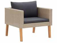 1-Sitzer-Gartensofa,Lounge-Sofa mit Auflagen Poly Rattan Beige vidaXL