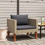 Vidaxl - 1-sitzer-gartensofa Mit Auflagen Poly Rattan Beige
