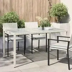 Gartentisch 150x90x75 Cm Geh&auml;rtetes Glas Poly Rattan Wei&szlig; - Vidaxl