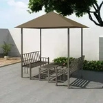 Vidaxl - Gartenpavillon Mit Tisch Und B&auml;nken 2,5x1,5x2,4 M Taupe 180 G/m2