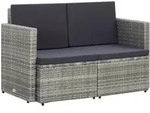 Vidaxl - 2-sitzer-gartensofa Mit Auflagen Grau Poly Rattan