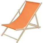 Liegestuhl Klappbar Aus Holz - 3 Liegepositionen - Bis 120 Kg - Orange - Sonnenliege