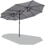 Doppelsonnenschirm Mit Kurbel, Marktschirm, 460 X 270 Cm, Grau - Vounot