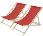 Ecd Germany - 2er Set Liegestuhl Klappbar Aus Holz, 3 Liegepositionen, Rot, Bis