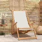 Strandstuhl Klappbar Massivholz Teak Creme Vidaxl