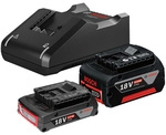 Bosch Professional Gba 18v 2.0 Ah + 4.0 Ah Ladeger&auml;t 1600a01zs9 Inkl. 2. Akku