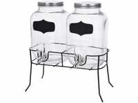 Glas Getränkespender mit Zapfhahn - 2er Set / je 4 Liter - Wasser Spender mit