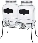 Glas Getr&auml;nkespender Mit Zapfhahn - 2er Set / Je 4 Liter - Wasser Spender Mit