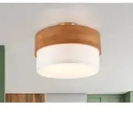 Trio Leuchten - Deckenleuchte Seasons Holzlampe Mit Stoffschirm Wei&szlig;, &Oslash; 30cm