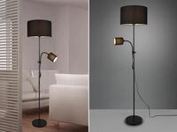 Trio Lighting - Stehleuchte Owen Flexarm Leselicht Metall & Stoffschirm Schwarz,