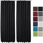 Beautissu - 2er Set Kr&auml;uselband Vorhang Amelie Luna Thermo 140x245cm Schwarz