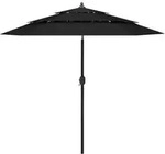Sonnenschirm Mit Aluminium-mast 3-lagig Schwarz 2,5 M - Vidaxl