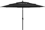 Sonnenschirm Mit Aluminium-mast 3-lagig Schwarz 3,5 M - Vidaxl
