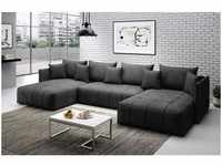 U-Form-Sofa asvil Wohnzimmersofa mit Schlaffunktion und Bettkasten EN25 - Furnix